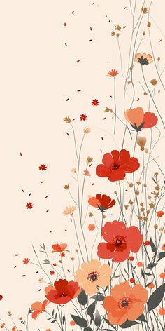 an abstract floral background with red and orange flowers