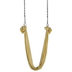 a gold colored rope hanging from a metal hook