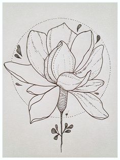 a black and white drawing of a flower