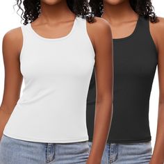 PRICES MAY VARY. Soft Material: Cut from breathable lightweight ribbed fabric, women's Ribbed tank is a basic that's just plain cool. Taking inspiration from men's go-to undershirts, it lays close to the body and wears well on its own or as a first layer. 2 Pack Classic Basics Tank Tops: An everyday tank top made for every body,this summer scoop neck,sleeveless camisole is an essential for any wardrobe. All Match: This ribbed tank is a must-have wardrobe essential, matching with your jeans, shor Everyday Tank Tops, Summer Tee Shirts, Ribbed Tank Tops, Ribbed Tank, Summer Tee, Cami Tanks, Ribbed Fabric, Soft Material, Wardrobe Essentials