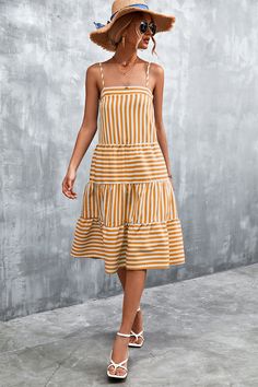 Casual Striped Patchwork Dress, Casual Cotton Sleeveless Patchwork Dress, Casual Cotton Patchwork Sleeveless Dress, Casual Cotton Sleeveless Dress With Patchwork, Summer Cotton Sleeveless Dress With Patchwork, Summer Sleeveless Cotton Dress With Patchwork, Striped Tiered Summer Dress, Striped Tiered Skirt Summer Dress, Casual Patchwork Midi Dress For Summer