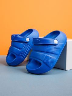 Royal Blue  Collar   Plain  Embellished   Kids Shoes Kids Slippers, Round Decor, Royal Blue, Wedges, Slippers, Sandals