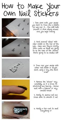 how to make your own nail stickers with pictures and instructions on the back side