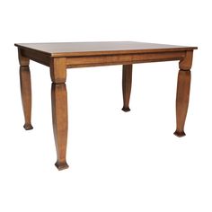 a wooden table with two legs and a square top on an isolated white background,