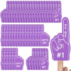 purple stickers that say let's go 1, 11 and 12 with the number one on them