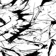 an abstract black and white painting