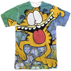 Garfield Shirt, Goofy Face, Garfield Comics, Cap Sleeve Shirt, Face Men, Funny Faces, Unique Tshirts, Back To Black, Big Boys