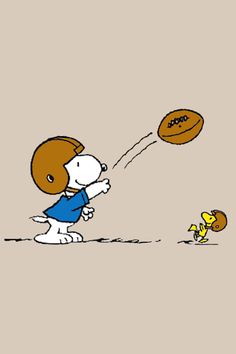 a cartoon dog catching a football in the air with it's mouth and nose