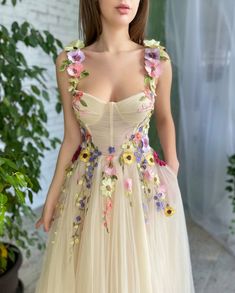 Greenhouse Blossom Gown Fairy Gown, Midi Prom Dress, Princess Bridesmaid Dress, Senior Prom Dresses, Prom Dresses With Pockets, Custom Prom Dress, Corset Dress Prom, Lace Party Dresses, Floral Gown