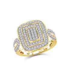 Bright, bold, sparking and beautiful. These words describe you and your ideal ring! This genuine white diamond ring in gold over silver fits all the above criteria and then some. This stunning ring is crafted from gold over silver and features a remarkable arrangement of genuine round-cut white diamonds. Don\'t miss out on this fabulous deal today! Size: 7. Color: Metal Type. Gender: female. Age Group: adult. 14k Gold Cluster Jewelry With Pave Setting, Yellow Gold Diamond Ring With Cluster Accents, 14k Gold Cluster Diamond Ring In Diamond White, Gold Cluster Diamond Ring With Accents, Dazzling Yellow Gold Cluster Ring With Diamond Accents, 14k Gold Cluster Ring With Pave Setting For Anniversary, Diamond Cluster Jewelry With Pave Setting, White Cubic Zirconia Diamond Ring With Accents, Cluster Diamond Jewelry With Pave Setting