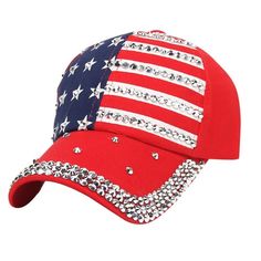 Cotton gabardine baseball cap with an American flag enriches of crystals embroidered on the front. Velcro adjusting strap. Unlined. [custom tab]FABRIC #1: 100% COTTON | LINING #1: 100% COTTON [/custom tab] American Flag Hat, Flat Hat, Summer Hats Beach, Denim Baseball Cap, Flat Hats, Baseball Caps Fashion, Summer Hats For Women, Hip Hop Hat, Men Baseball Cap