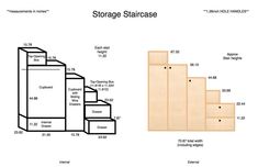 the steps are labeled with numbers and measurements for each stair case, which includes three levels