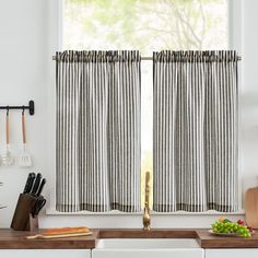 PRICES MAY VARY. Ready Made Curtains: 2 Linen Blend Tier Curtains measuring 26"W x 36"L per piece. These cafe curtains come in a variety of colors that work well for kitchen and living room windows, as well as cabinets. Striped Print Curtains: These half window curtains feature a refreshing vertical stripes design on linen blend fabric, bringing a rustic touch to your window. These cute country curtains can go really well with farmhouse decor. Light Meets Privacy: These semi sheer tier curtains Farmhouse Curtain Rods, Half Window Curtains, Rustic Curtain Rods, Cafe Curtain Rods, Small Curtains, Bathroom Farmhouse, Small Window Curtains, Tier Curtains, Farmhouse Curtains