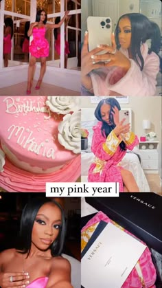 a collage of photos with the caption'my pink year'written on it