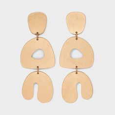 Channel your inner trendsetter with these Abstract Geometric Post Drop Earrings from Universal Thread™. These gold-tone earrings consist of a linear row of flattened, abstract geometric-shaped charms, creating subtle movement with a 2.56-inch drop length. Set on post hardware with a butterfly-clutch back for secure wear, the dangle earrings are made from nickel-free metal to suit most skin types. Universal Thread™: Found exclusively at Target. Jewelry Template, Handmade Leather Jewelry, Diy Earrings Polymer Clay, Earrings Ideas, Butterfly Clutch, Earrings Polymer, Polymer Clay Jewelry Diy, Clay Earring, Earrings Diy