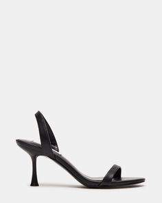 ELMA BLACK LEATHER Black Kitten Heels, Steve Madden Store, Kitten Heel Sandals, 3 Inch Heels, Heel Sandal, Classic Dress, Spring 2024, Dress Sandals, Kitten Heel