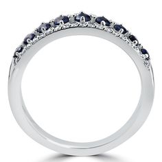 Womens ring features 9 blue sapphires and 38 round cut diamonds.  All stones are set in solid 14k white gold. Blue Sapphire Diamond Ring, Diamond Free, Blue Sapphire Diamond, Diamond Wedding Ring, Sapphire Diamond Ring, Casual Jackets, Diamond Settings, Yellow Diamond, Sapphire Diamond