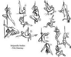 the instructions for how to do pole dancing, with pictures on each side and in different positions