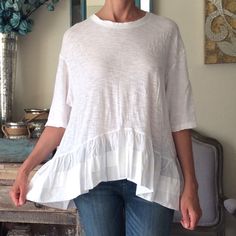 New Without Tag Anthropologie Oversized Top / Shirt. Size M (May Fit Size L Too) It’s Like Really Oversized Type Of Shirt Color: White Material: Really Soft Cotton (Feels Like Second Skin) Ruffle Details Imported Please Note: It’s New But A Little Bit Wrinkly Cute Style! Bundle Up And Save Even More! Please Review My Other Items On Sale From Anthropologie White Ruffle Top, Style Bundle, Cute Style, Oversized Top, Anthropologie Top, Ruffle Top, White Material, Second Skin, Shirt Color