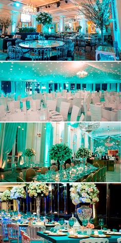 the inside of a building with tables and chairs set up for a formal function or wedding reception