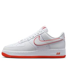 Nike Air Force 1 Low 'White Picante Red' DV0788-102 Casual Red Nike Air Force 1 For Sports, Casual Orange Nike Air Force 1, Nike Air Force 1 With Red Sole In White, Nike Air Force 1 Low, Air Force 1 Low, Nike Air Force 1, Air Force 1, Nike Air Force, Air Force