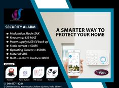 an advertisement for a security alarm system with the text, a smarter way to protect your home