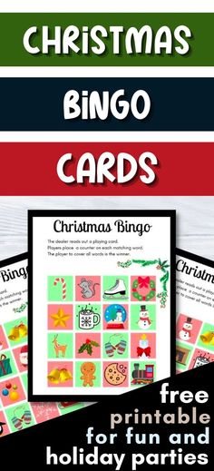 christmas bingo cards with free printables for kids to play in the holiday games