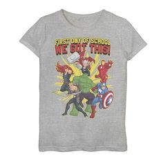 She'll look epic on the first day of school in this girls' Avengers graphic tee. Crewneck Short sleevesFABRIC & CARE Cotton Machine wash Imported She'll look epic on the first day of school in this girls' Avengers graphic tee. Licensed Character She'll look epic on the first day of school in this girls' Avengers graphic tee. Size: Medium. Color: Grey. Gender: female. Age Group: kids. School Shirt Designs, Maryland Terrapins, Text Tee, Text Graphic, 1st Day Of School, Graphic Apparel, How To Show Love, School Shirts, First Day Of School