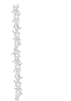 a black and white drawing of a long line of barbed wire on a white background