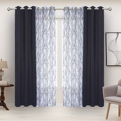 PRICES MAY VARY. Polyester WHAT'S IN THE PACKAGE?: Each set includes 2 pieces branch print sheer curtain and 2 pieces blackout curtains. Each curtain panel measures 37 wide by 84 inch long and finished with 6 grommets with 1.6 inch diameter that fits well with standard curtain rods, making them easy to install and move along the pole. PREMIUM BLACKOUT AND SHEER FABRIC: BONZER mix and match blackout curtains are crafted from 100% polyester fabric in a certified STANDARD 100 by OEKO TEX factory. T Mix And Match Curtains, Luxury Window Curtains, Luxury Windows, Layered Curtains, Curtains For Bedroom, Sheer Curtain Panels, Grey Panels, Darkening Curtains, Room Darkening Curtains