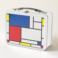 Mondrian Minimalist De Stijl Modern Art in Red, Blue, Yellow and White Color Blocks Design.

This simple design features modern geometric shapes and graphic color blocks in bold black lines, white and bright primary colors. It is inspired by Piet Mondrian's abstract works and the De Stijl & Neo Plasticism movement.

Any text on the design can be personalized or removed. More edit options available within the customizer page.

Designed by fat*fa*tin. Easy to customize with your own text, photo or White Artsy Art With Graphic Design, Artsy White Graphic Design Art, White Artistic Art With Graphic Design, Artsy White Graphic Art, Neo Plasticism, Text Photo, Abstract Words, Metal Lunch Box, Cosmetic Box