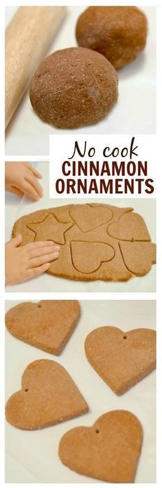 homemade no cook cinnamon ornament cookies for valentine's day