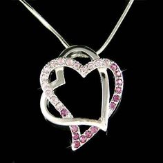 Swarovski Crystal Double Love Valentine 2 Inter Lock Purple Heart Pendant Necklace Best Friend Lover Crystal Heart Necklace For Valentine's Day Anniversary, Pink Jewelry For Anniversary On Valentine's Day, Pink Heart Pendant Necklace For Anniversary, Crystal Heart Necklace For Anniversary On Mother's Day, Heart-shaped Pink Jewelry For Anniversary Gift, Pink Heart Necklace For Anniversary Gift, Double Heart Necklace For Valentine's Day Birthday, Pink Necklaces For Valentine's Day Anniversary Gift, Pink Necklace For Valentine's Day Anniversary