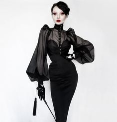 Elegant Gothic Hairstyles, Glam Goth Fashion, Gender Aesthetic, Classy Goth, Industrial Fashion, Book 2023, Inktober Art, Goth Vampire, Attitude Clothing