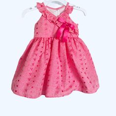 Bonnie Jean 2t Pink Gingham Eyelet Dress. Gingham At Its Best, It's An Eyelet Fabric Also! Beautiful Full Skirt With A Crinoline Lining. Polyester Cotton Machine Washable New With Tags Cute Sleeveless Spring Plaid Dress, Playful Gingham Dress For Spring, Spring Playful Gingham Dress, Playful Plaid Dresses With Ruffles, Playful Plaid Dress With Ruffles, Playful Gingham Dress With Ruffles, Playful Gingham Dress For Playtime, Plaid Sleeveless Dress For Playtime, Sleeveless Plaid Dress For Playtime