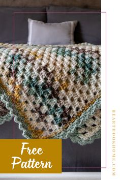 a crocheted blanket with the text free pattern