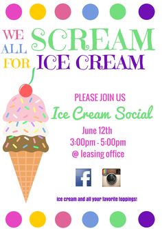 an ice cream social event poster