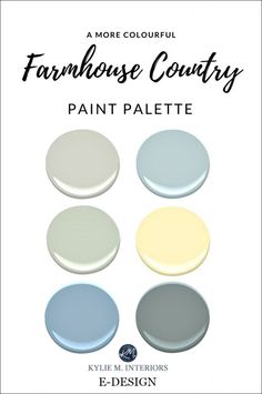 four different colors of paint with the words farmhousee country painted on them in black and white