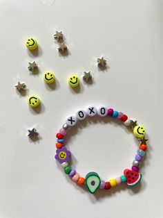 "Hugs-N-Kisses Bracelet💋 Each one of these colorful bracelets is crafted and hand-made by me with love️. Bracelets will be very similar to those in the pictures and the color theme will be the same. This bracelet features the phrase \"XOXO,\" making it the perfect piece to add a dash of playfulness to your look😘. For teenagers and women, we recommend our standard size of 6.5 inches, while kids may need a smaller size.  Treat yourself to the Hugs-N-Kisses bracelet, but remember to keep it dry o Colorful Adjustable Playful Friendship Bracelets, Playful Multicolor Friendship Bracelets For Birthday, Trendy Colorful Bracelets With Letter Beads, Trendy Multicolor Friendship Bracelets, Playful Multicolor Friendship Bracelets, Playful Adjustable Multicolor Friendship Bracelets, Playful Colorful Beads Friendship Bracelets For Birthday, Trendy Personalized Colorful Friendship Bracelets, Colorful Fun Friendship Bracelets