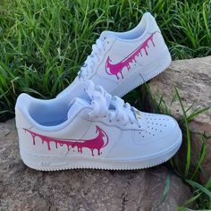 The Pink Drip Custom Air Force 1 is perfect for those looking to make a bold statement with their style. Boasting a vibrant pink drip pattern, this customizable sneaker is sure to turn heads. Wear your own unique design with pride! Exactly as shown in the pictures. 📷 Brand New & Authentic. 💯 Hand Painted with attention to detail. 👨‍🎨 Waterproof and Flexible. ❤️ Unisex model. Please refer to the Size Chart. 👟👫 Free Worldwide Shipping. ✈️🌍 Pink High-top Custom Sneakers With Waterproof Paint, Casual Pink Custom Sneakers With Waterproof Paint, Casual Custom Pink Sneakers With Waterproof Paint, Customizable Pink Sneakers For Streetwear, Customizable Pink Sporty Sneakers, Customizable Pink Lace-up Sneakers, Custom Af1, Nike Air Force 1s, Air Force 1s