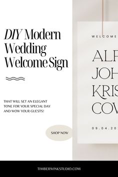 Create Simple, Modern Wedding Welcome Signs with DIY Templates Simple Modern Wedding, Modern Minimalist Aesthetic