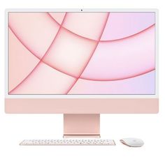 an apple desktop computer with a mouse and keyboard in front of it on a white background