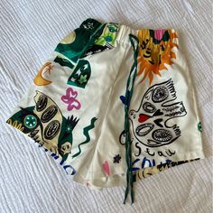 Brand New, Never Worn Rotimia Shorts. Fit Like Size Small, But Longer Inseam. Printed Shorts For Summer Day Out, Multicolor Printed Bottoms For Summer, Green Printed Bottoms For Day Out, Chic Printed Bottoms For Beach Season, Green Short Pants For The Beach, Green Short Pants For Beach, Green Short Beach Pants, Multicolor Bottoms With Built-in Shorts For Day Out, Green Printed Shorts For Summer