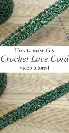 the crochet lace cord is being worked on