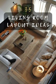 living room layout with couches and tables