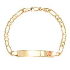 Signature Roberto Martinez designs made with imported Italian chain. Solid 14K Yellow and Rose gold Secure lobster claw clasp Your choice of design to personalize ID plaque dimensions are 1.45 inch long x .24 inch wide Average weight approximately 5.05 gr. Style # GB7379, GB7384, GB7381, GB7383 Yellow Gold Rectangular Chain Bracelet With Lobster Clasp, Yellow Gold Rectangular Bracelet With Lobster Clasp, Rectangular Yellow Gold Chain Bracelet With Lobster Clasp, Rectangular Yellow Gold Bracelet With Lobster Clasp, Formal Rectangular Chain Bracelet With Lobster Clasp, 14k Gold Curb Chain Nameplate Jewelry, 14k Gold Rectangular Bracelet With Lobster Clasp, Classic Personalized Link Jewelry, 14k Gold Figaro Chain Nameplate Jewelry