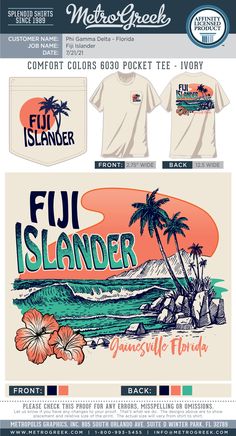 the front and back of a t - shirt that says fiji islander