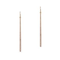 Formal Long Drop Pierced Jewelry, Luxury Long Drop Earrings, 14k Gold Long Drop Linear Earrings, 14k Gold Drop Jewelry For Evening, Evening Drop Jewelry In 14k Gold, Anniversary Long Drop Diamond Earrings, Evening Drop 14k Gold Jewelry, Formal Long Drop Linear Earrings, Long Drop Earrings With Diamond Accents For Evening