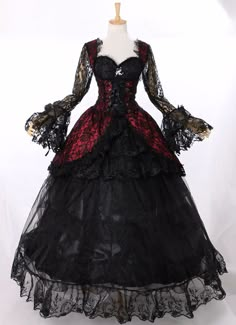 Buy high quality 18th Century Victorian Lolita schwarz Masquerade Gown Halloween Vampire Gothic Lace Dress at low price.Shop for Vintage Authentic Victorian Dresses,Ballgowns,Historical Dresses,Renaissance Dresses online. Masquerade Gown, Dark Royalty, Gothic Victorian Dresses, Vampire Dress, Victorian Halloween, Dr Wardrobe, Gothic Victorian, Gothic Clothing