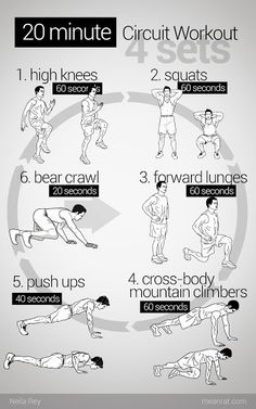 an exercise poster with instructions to do the circuit workout for men and women in four minutes